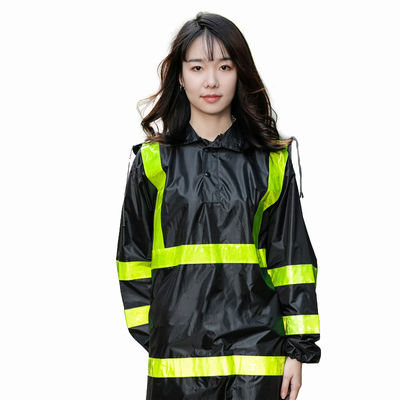 BSCI Approved High Vis Rain Coat, เสื้อกันฝน PU ขนาด 110 * 65 ซม. OEM Available