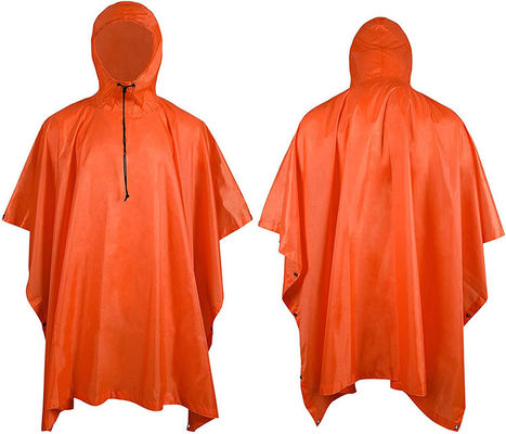 เสื้อกันฝน TPU แบบมีฮู้ดสีส้ม Unisex 340g ฉุกเฉินพร้อมสายรัด